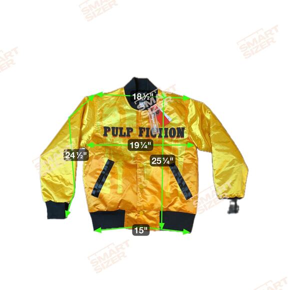Pulp Fiction Jacket Mens XS Yellow Satin Bomber Quilted Lined Headgear Classics - Picture 6 of 7